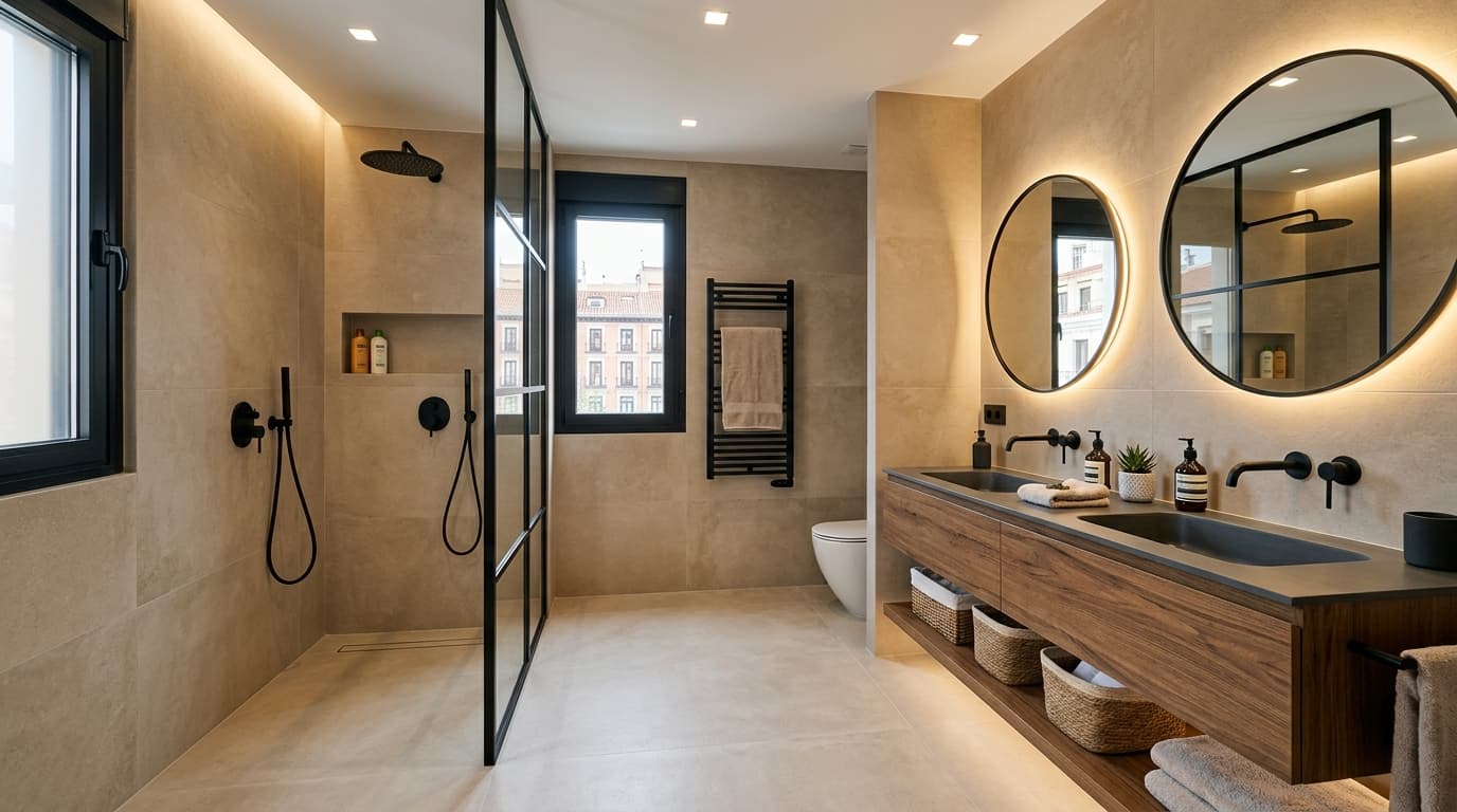 Baño en suite con ducha a ras de suelo